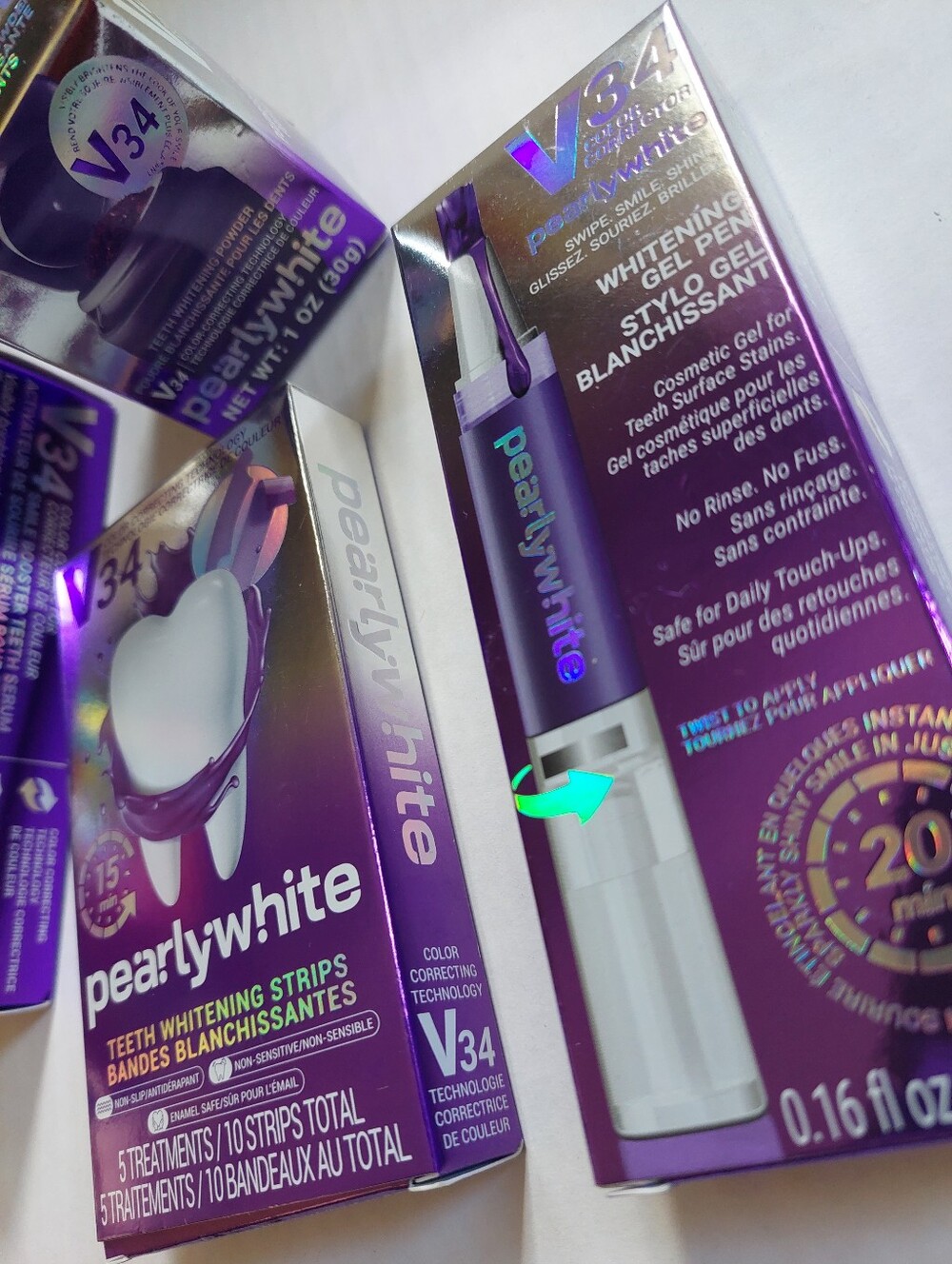 4 Pcs New V34 PearlyWhite Collection Gel Pen White Strips Booster Whitening + - Picture 2 of 4